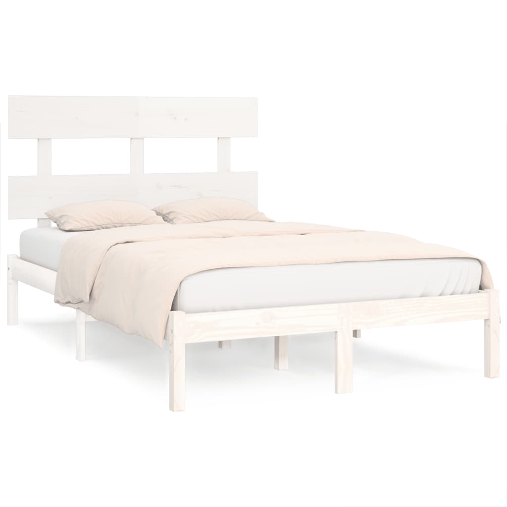 Cadre de lit sans matelas blanc 160x200 cm bois massif - XIOS