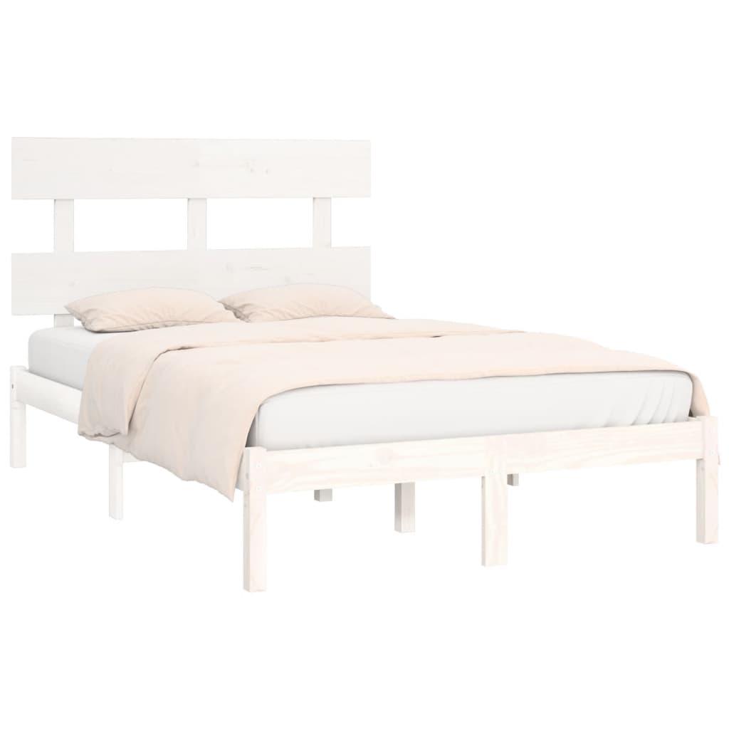 Cadre de lit sans matelas blanc 160x200 cm bois massif - XIOS