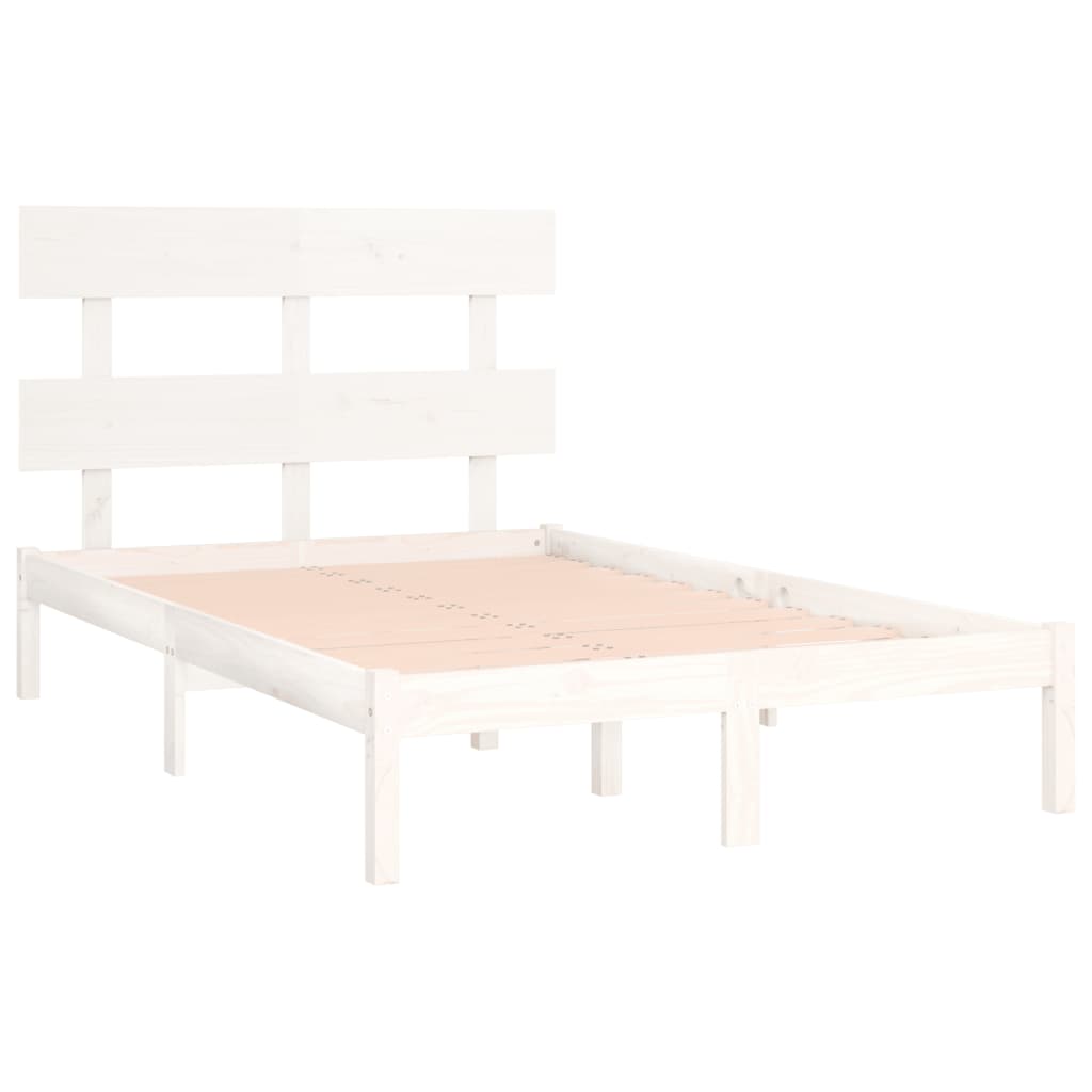 Cadre de lit sans matelas blanc 160x200 cm bois massif - XIOS