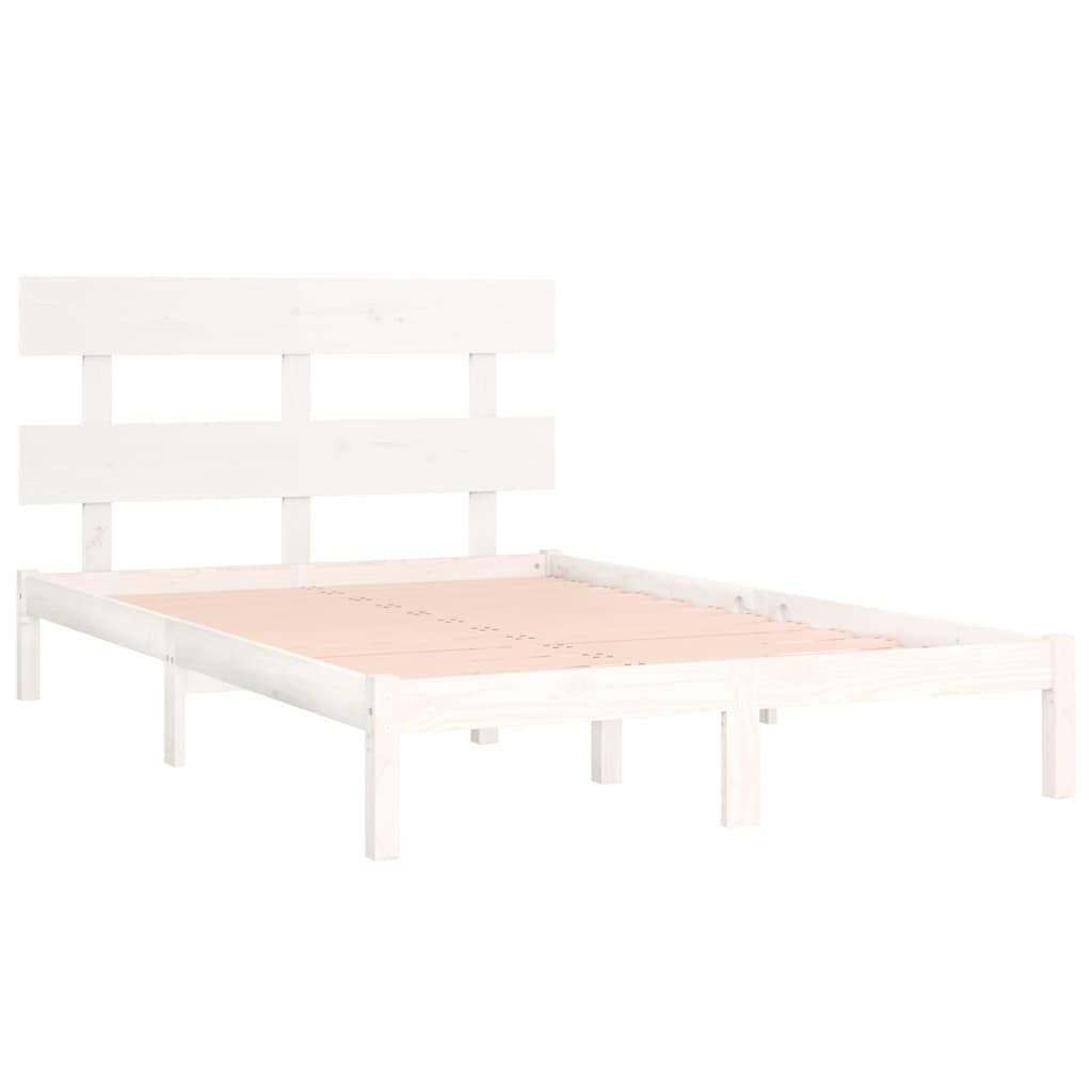 Cadre de lit sans matelas blanc 200x200 cm bois massif - XIOS