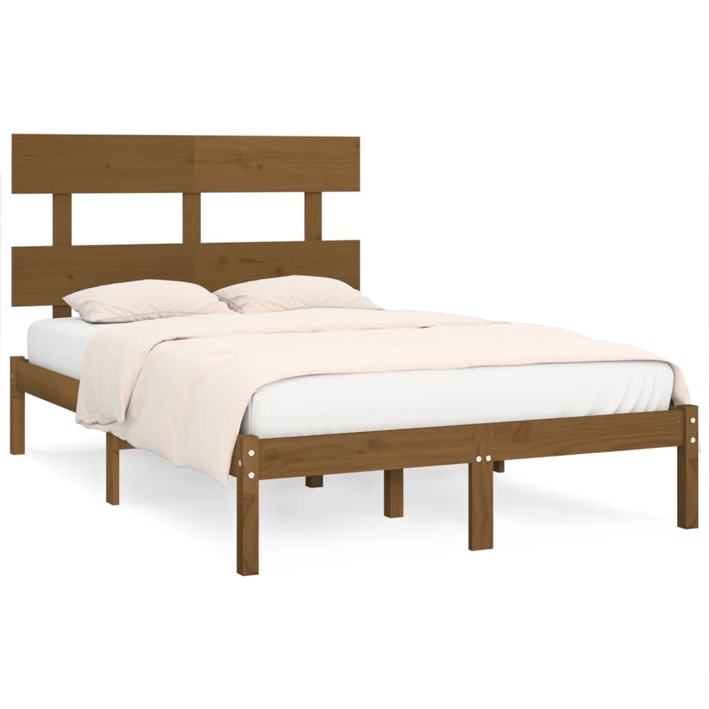 Cadre de lit sans matelas marron miel 200x200 cm bois massif - XIOS