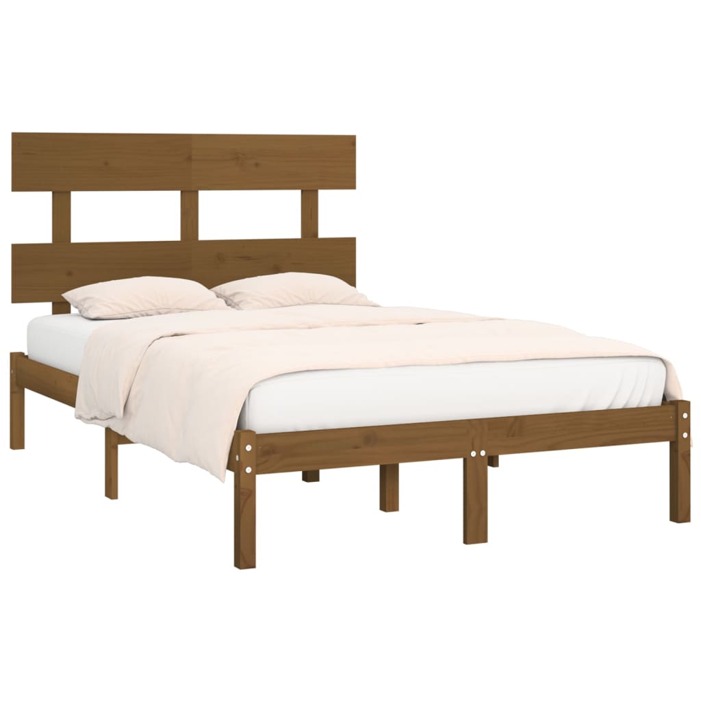 Cadre de lit sans matelas marron miel 200x200 cm bois massif - XIOS