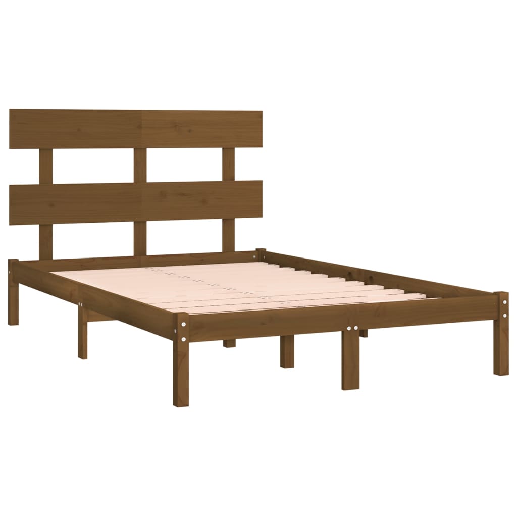 Cadre de lit sans matelas marron miel 200x200 cm bois massif - XIOS