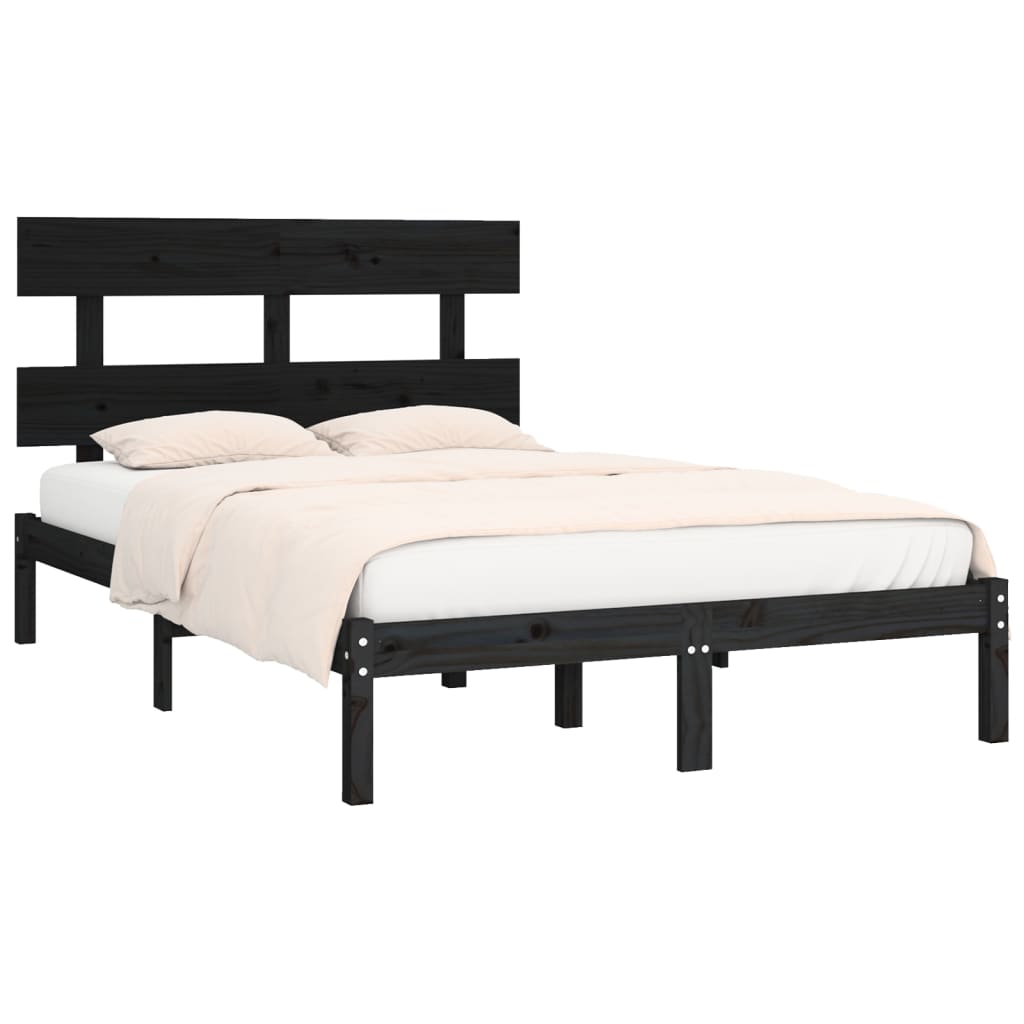 Cadre de lit sans matelas noir 200x200 cm bois massif - XIOS