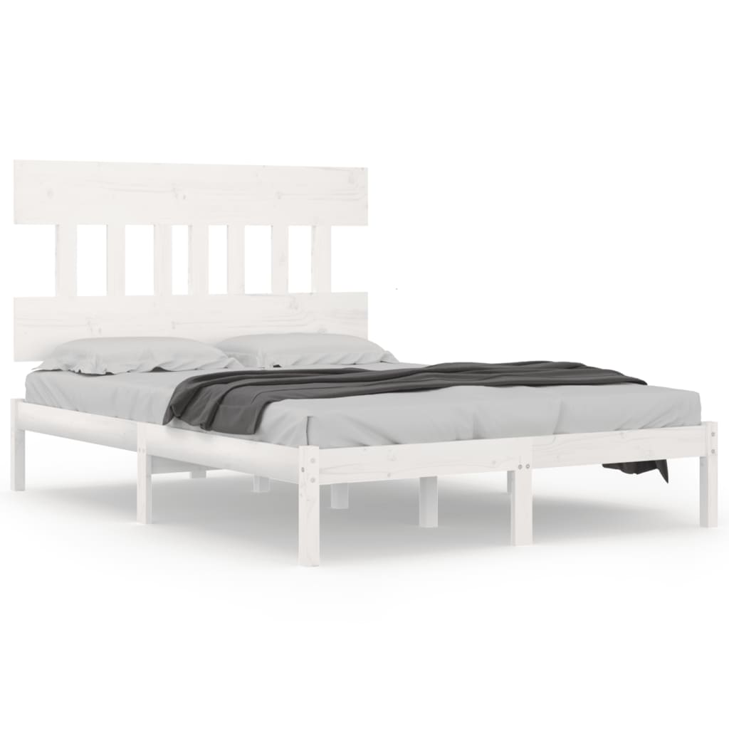 Cadre de lit sans matelas blanc 120x190 cm bois massif - XIOS