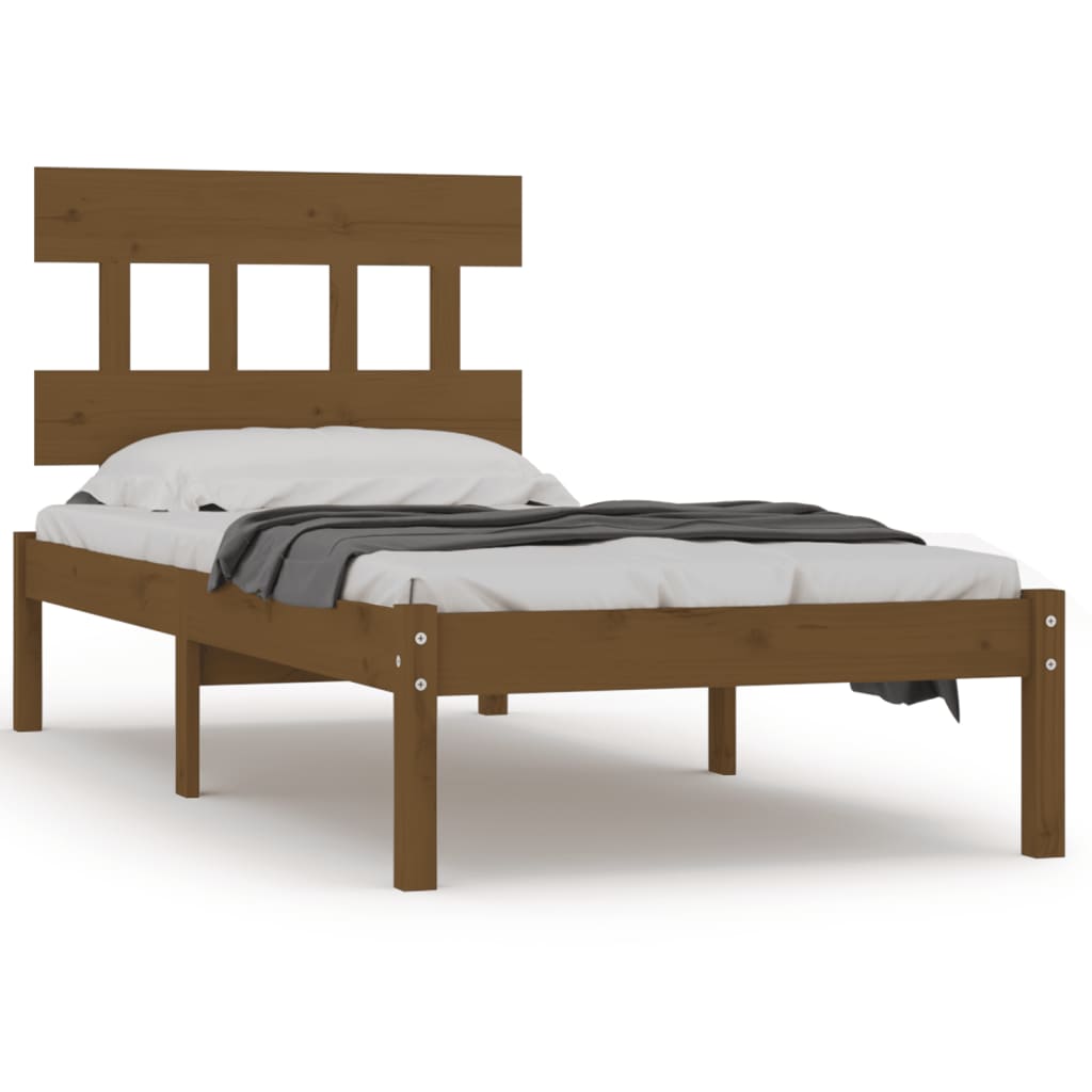 Cadre de lit sans matelas marron miel 100x200 cm bois massif - XIOS