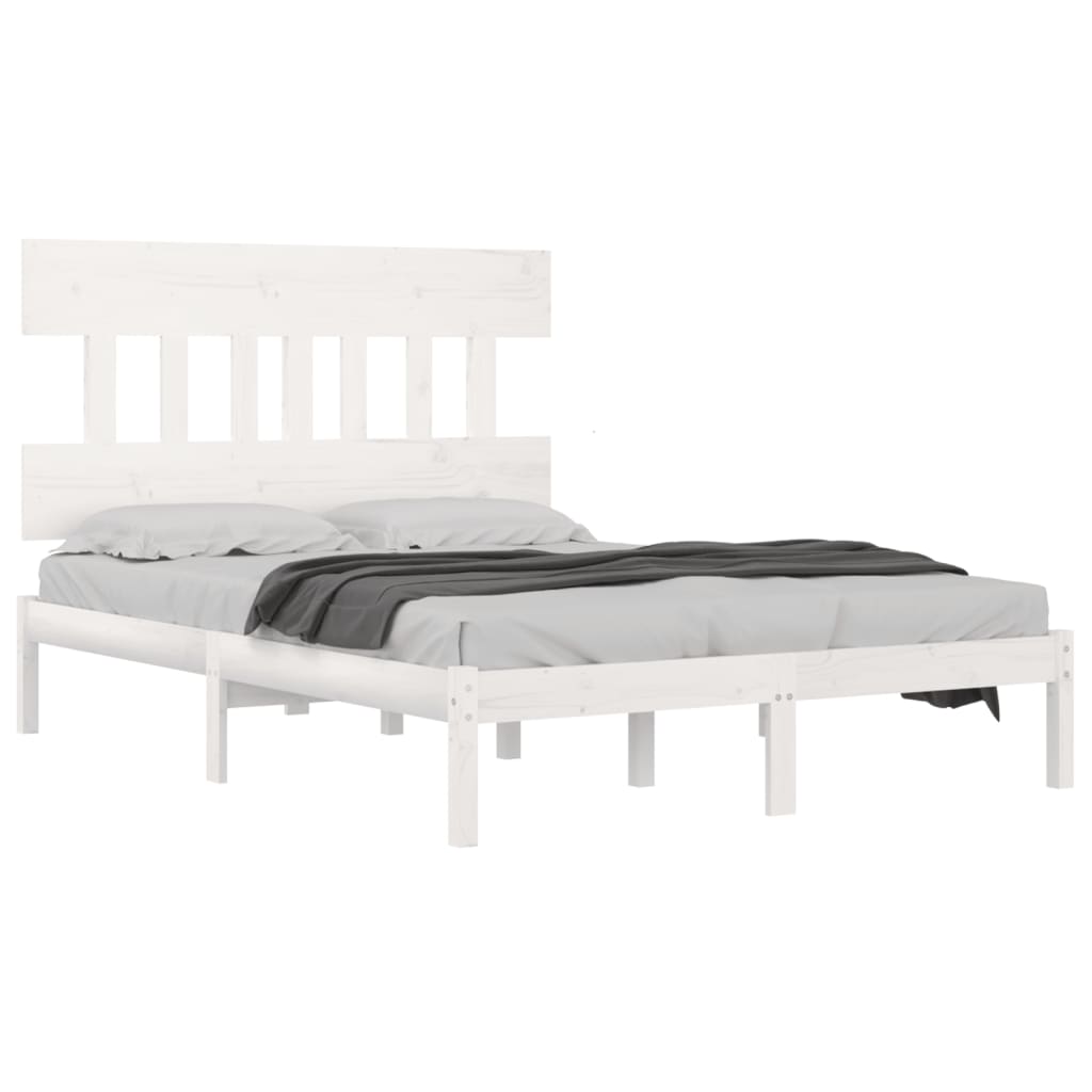 Cadre de lit sans matelas blanc 140x200 cm bois massif - XIOS