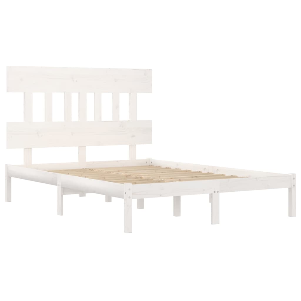 Cadre de lit sans matelas blanc 140x200 cm bois massif - XIOS