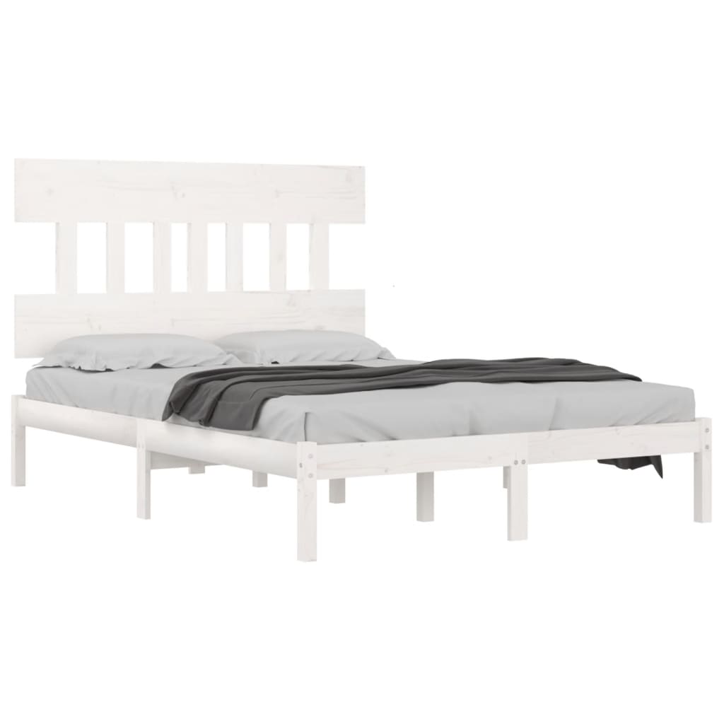 Cadre de lit sans matelas blanc 160x200 cm bois massif - XIOS