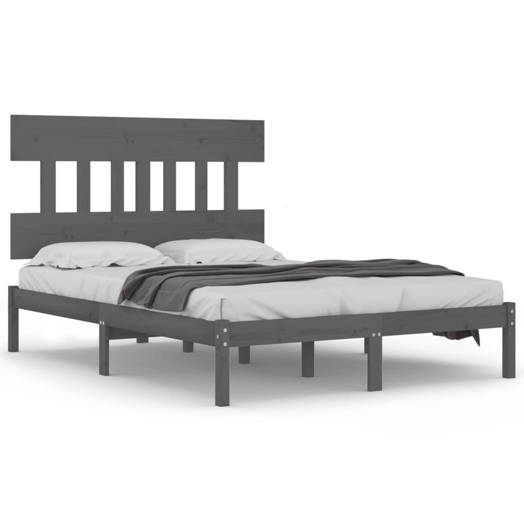 Cadre de lit sans matelas gris 200x200 cm bois massif - XIOS