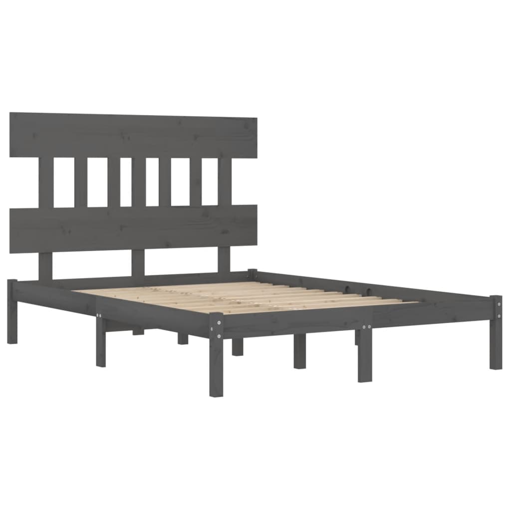 Cadre de lit sans matelas gris 200x200 cm bois massif - XIOS
