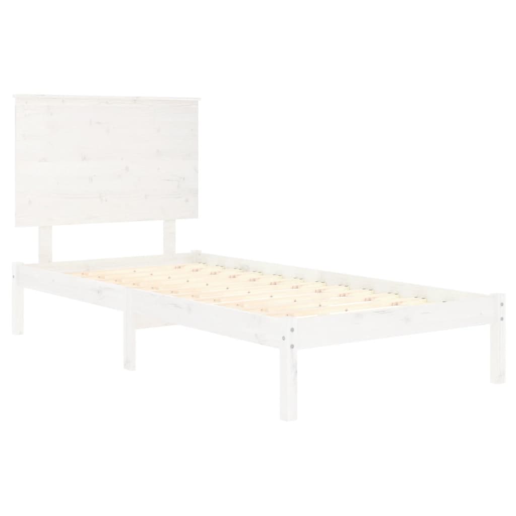 Cadre de lit sans matelas blanc 90x190 cm bois massif - XIOS
