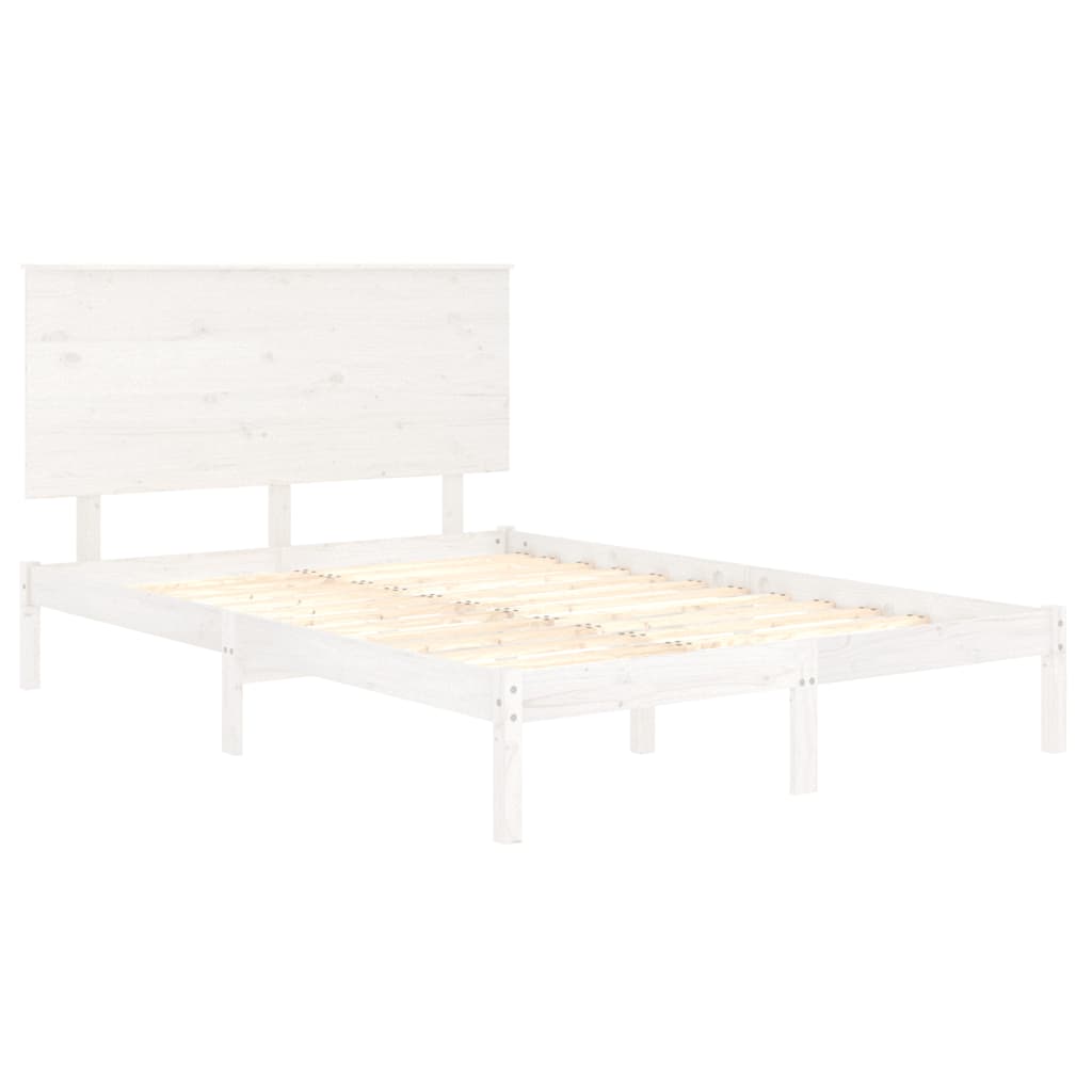 Cadre de lit sans matelas blanc 140x190 cm bois de pin massif - XIOS