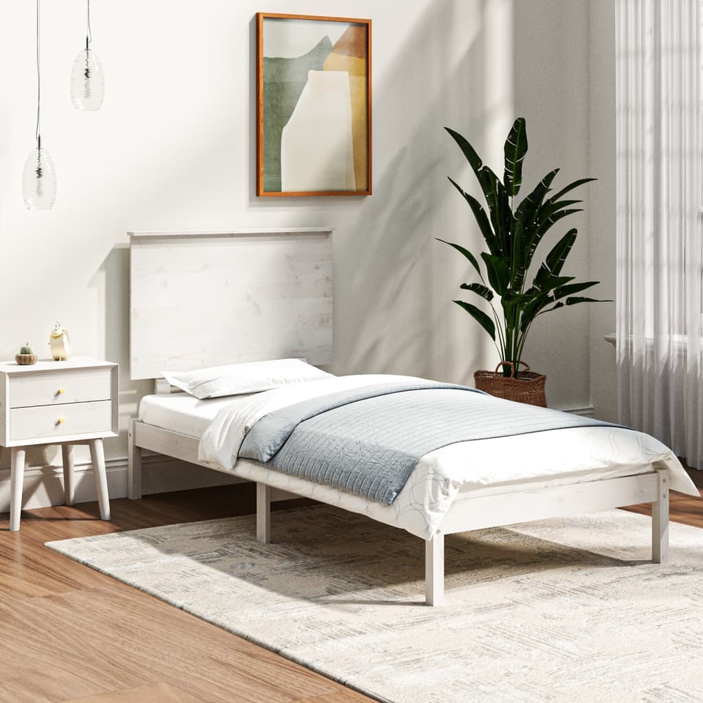 Cadre de lit sans matelas blanc 90x200 cm bois de pin massif - XIOS