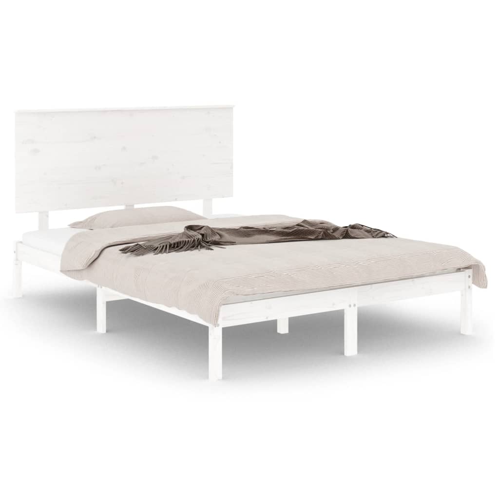 Cadre de lit sans matelas blanc 140x200 cm bois de pin massif - XIOS
