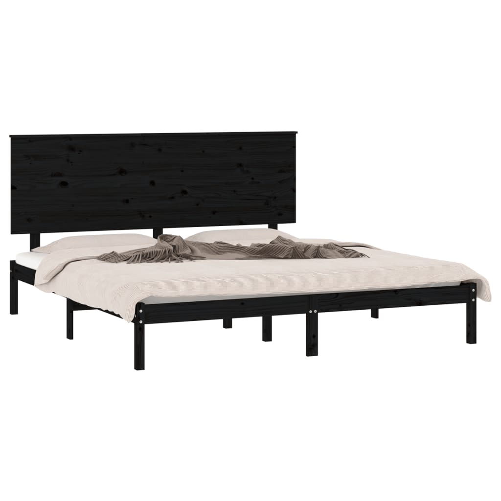 Cadre de lit sans matelas noir 200x200 cm bois massif de pin - XIOS