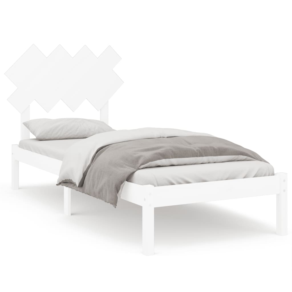 Cadre de lit sans matelas blanc 90x190 cm bois massif - XIOS
