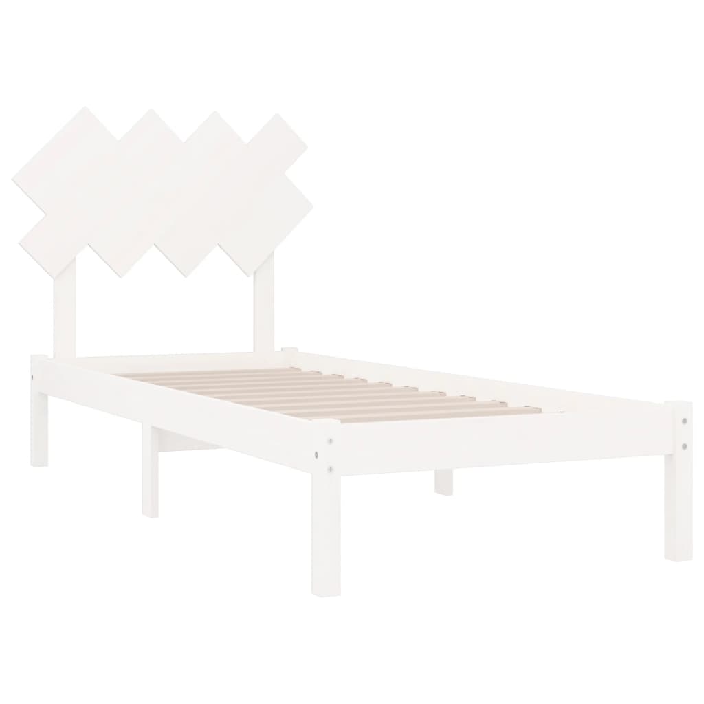 Cadre de lit sans matelas blanc 90x190 cm bois massif - XIOS