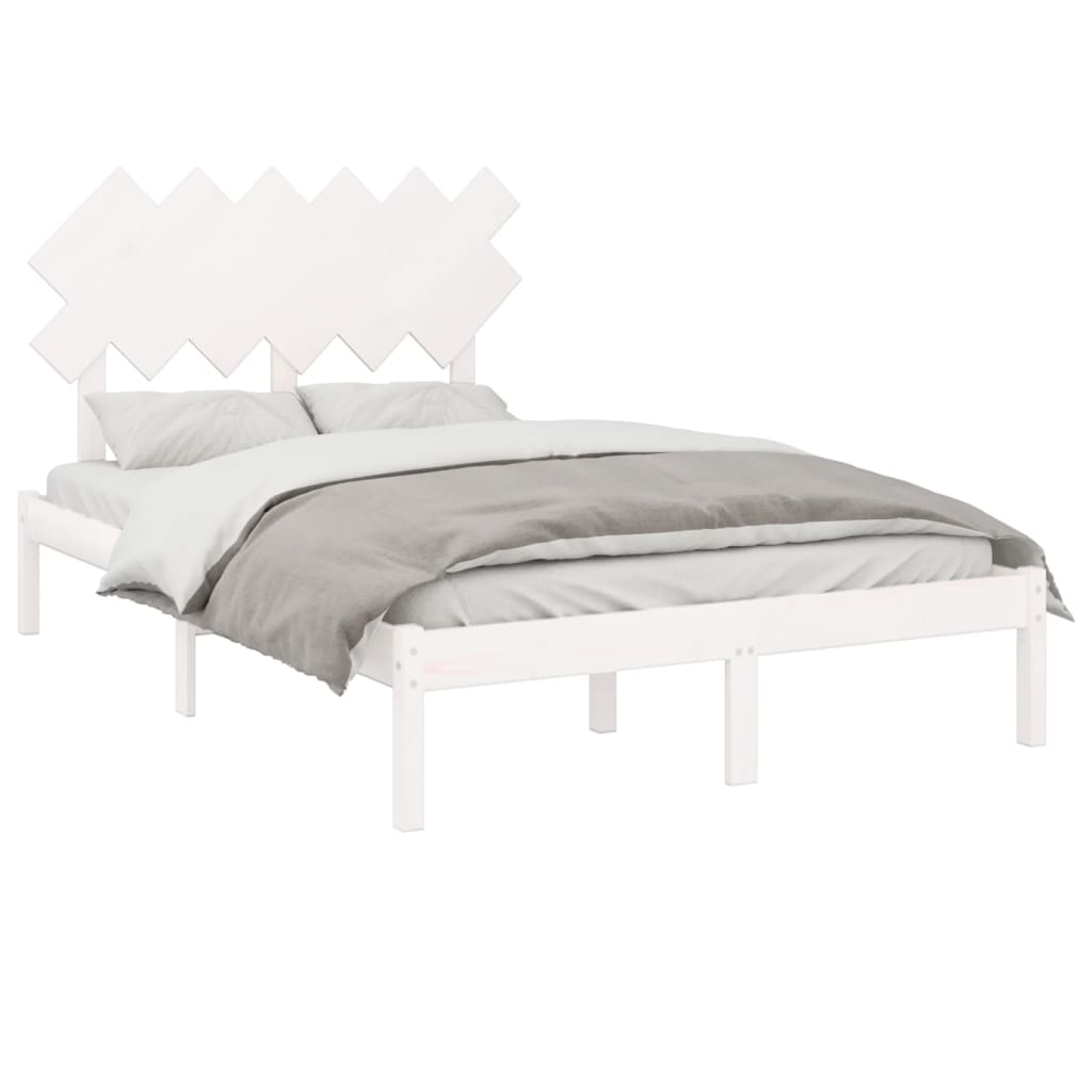 Cadre de lit sans matelas blanc 120x190 cm bois massif - XIOS