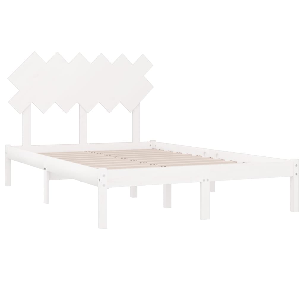 Cadre de lit sans matelas blanc 120x190 cm bois massif - XIOS