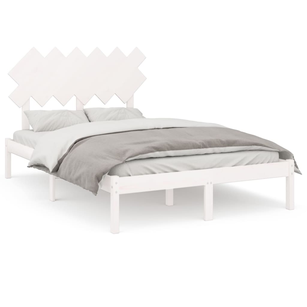 Cadre de lit sans matelas blanc 135x190 cm bois massif - XIOS