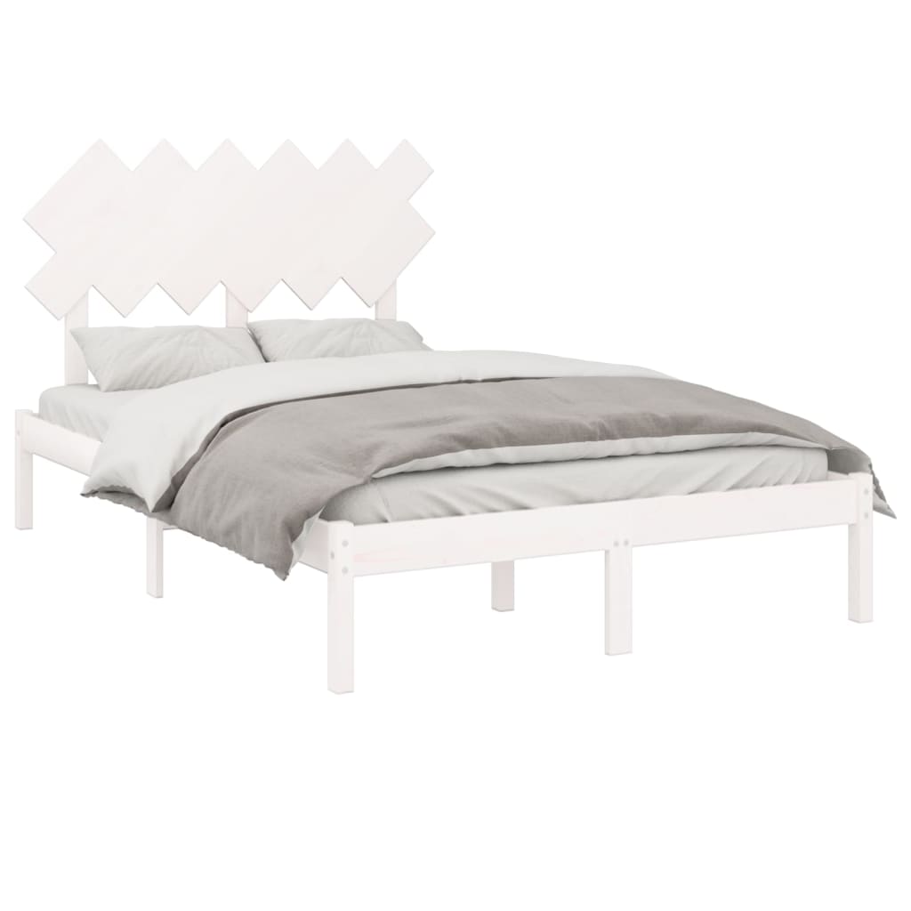 Cadre de lit sans matelas blanc 135x190 cm bois massif - XIOS