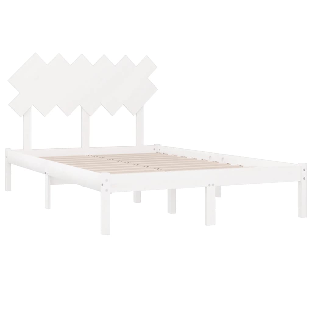 Cadre de lit sans matelas blanc 135x190 cm bois massif - XIOS