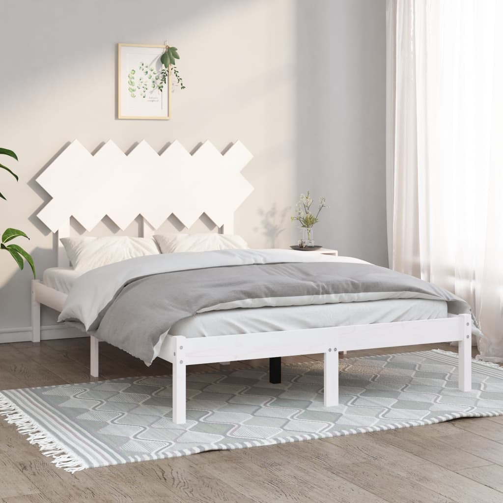 Cadre de lit sans matelas blanc 135x190 cm bois massif - XIOS