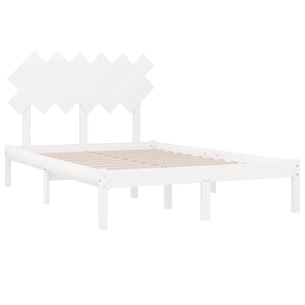 Cadre de lit sans matelas blanc 120x200 cm bois massif - XIOS