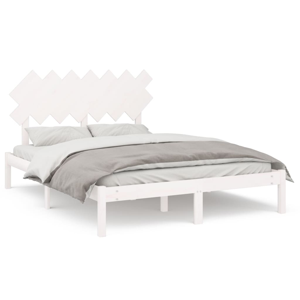 Cadre de lit sans matelas blanc 140x200 cm bois massif - XIOS