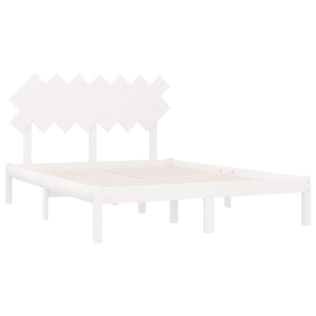 Cadre de lit sans matelas blanc 150x200 cm bois massif - XIOS