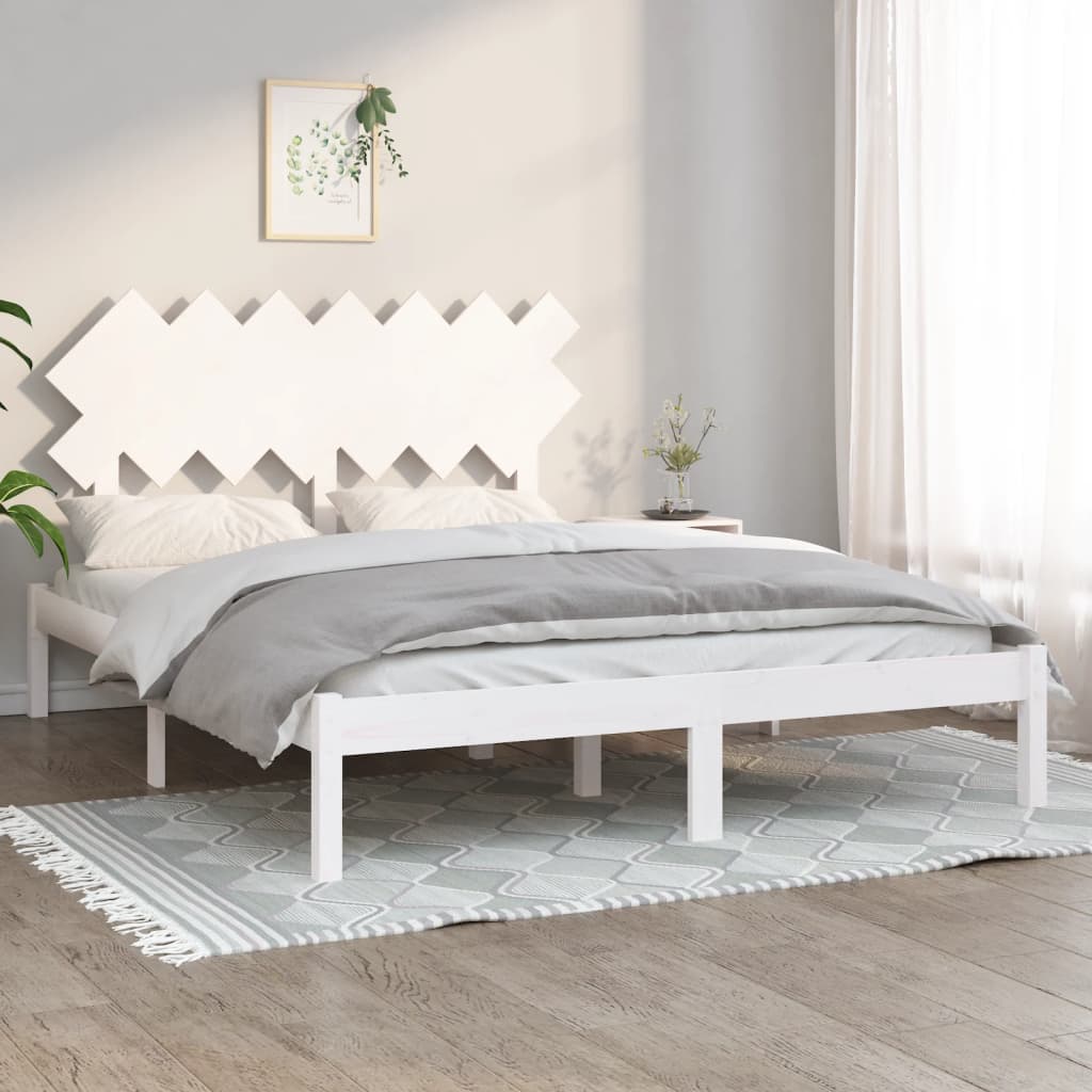 Cadre de lit sans matelas blanc 150x200 cm bois massif - XIOS