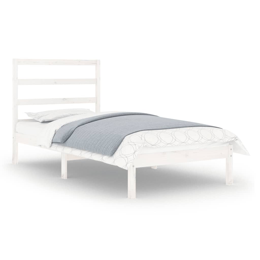 Cadre de lit sans matelas blanc 90x190 cm bois massif - XIOS
