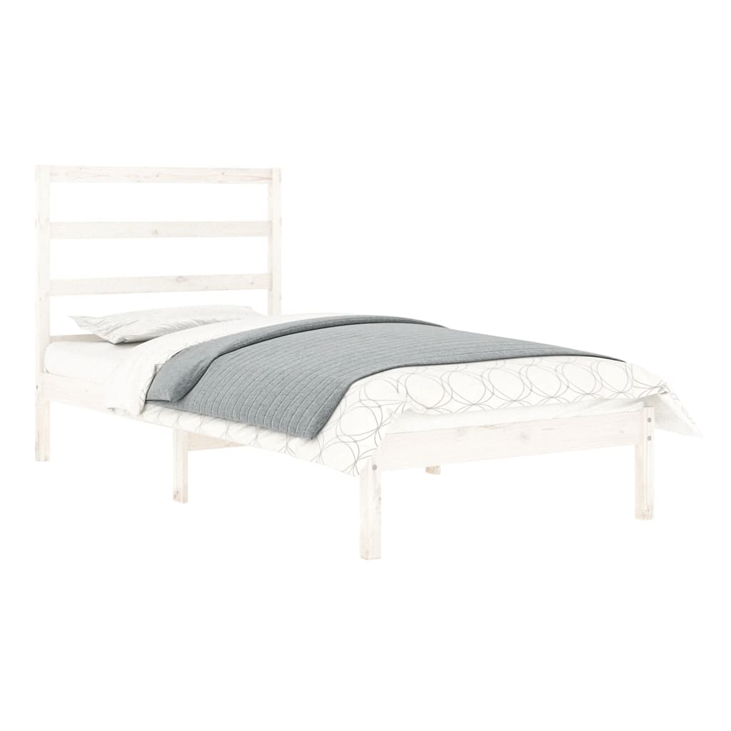 Cadre de lit sans matelas blanc 90x190 cm bois massif - XIOS
