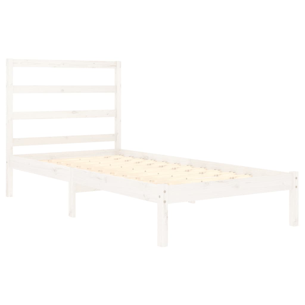Cadre de lit sans matelas blanc 90x190 cm bois massif - XIOS