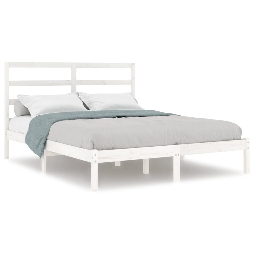 Cadre de lit sans matelas blanc 120x190 cm bois massif - XIOS