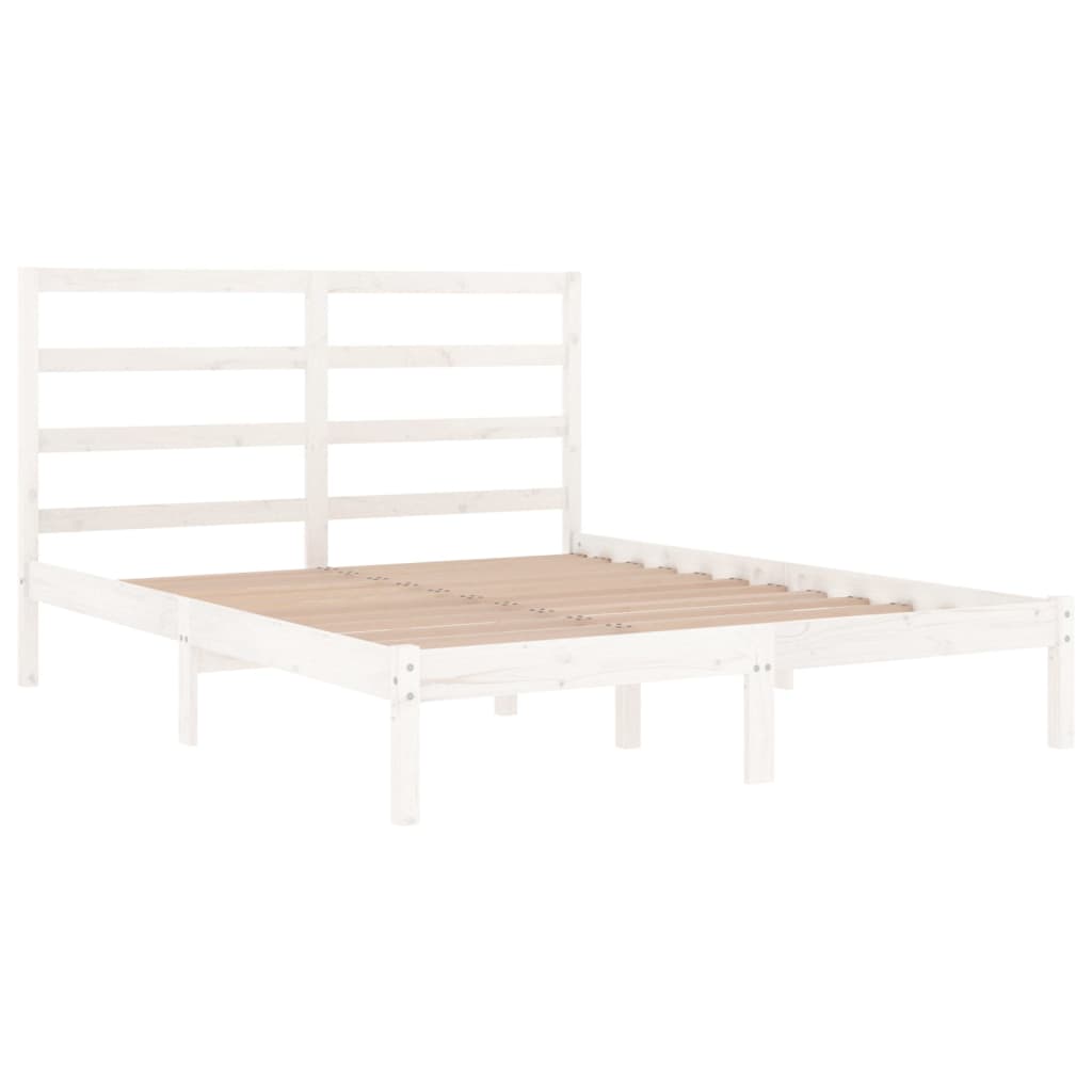 Cadre de lit sans matelas blanc 140x190 cm bois de pin massif - XIOS