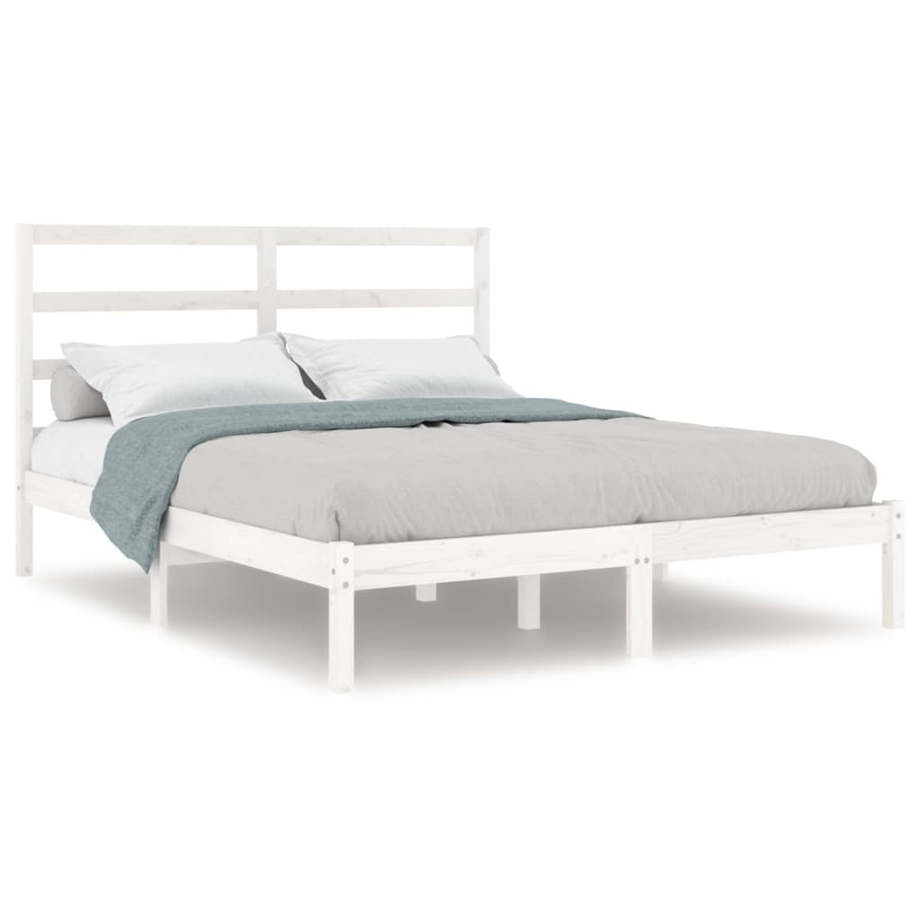 Cadre de lit sans matelas blanc 140x200 cm bois de pin massif - XIOS