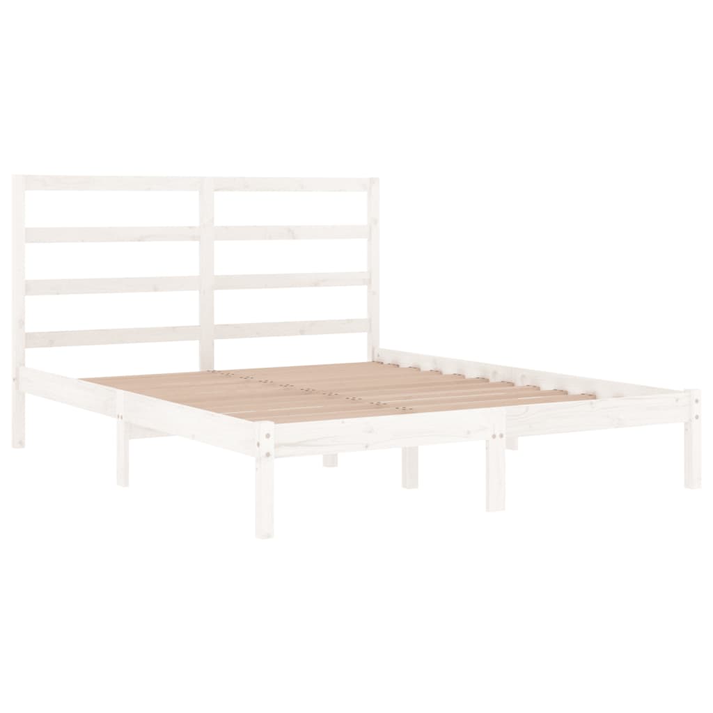 Cadre de lit sans matelas blanc 140x200 cm bois de pin massif - XIOS