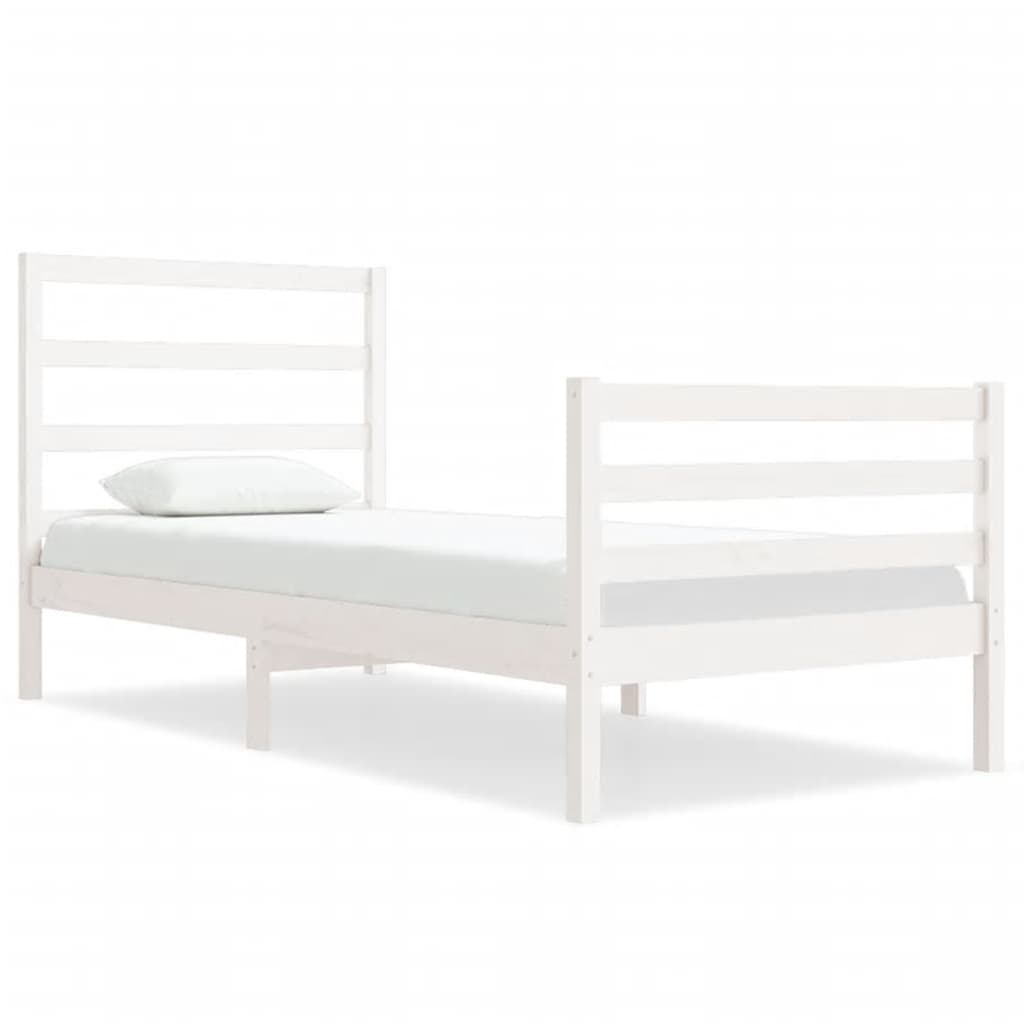 Cadre de lit sans matelas blanc 75x190 cm bois de pin massif - XIOS