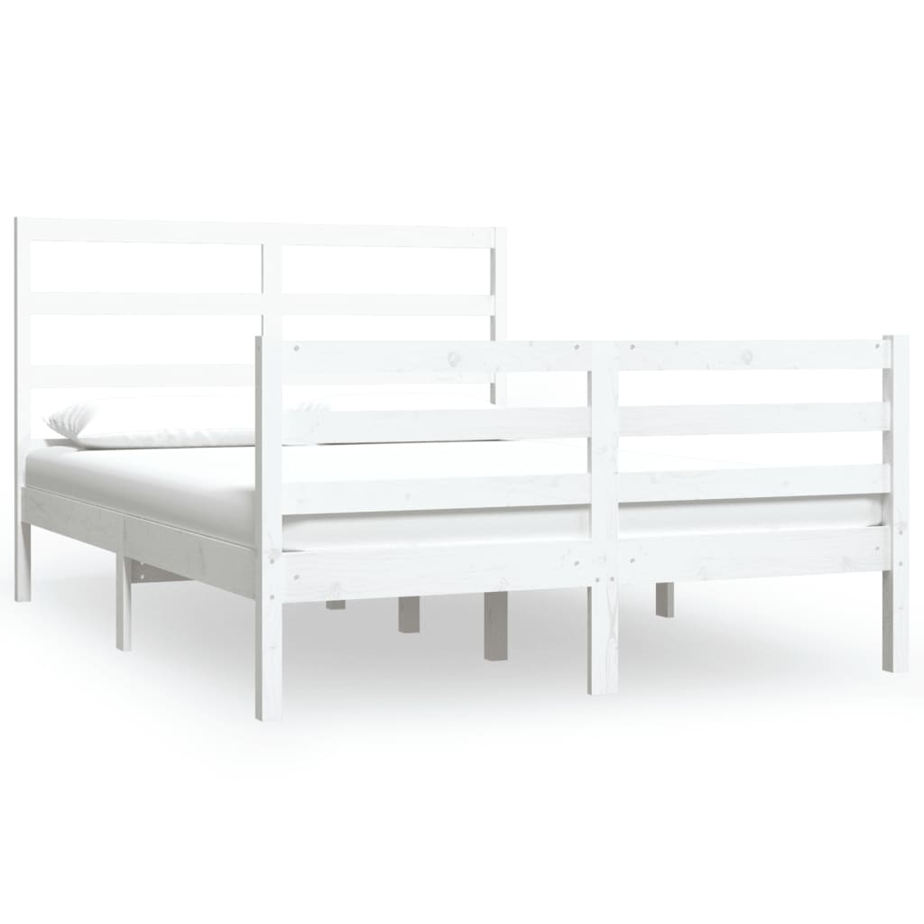 Cadre de lit sans matelas blanc bois de pin massif 120x190 cm - XIOS