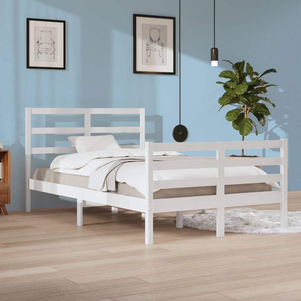 Cadre de lit sans matelas blanc bois de pin massif 120x200 cm - XIOS