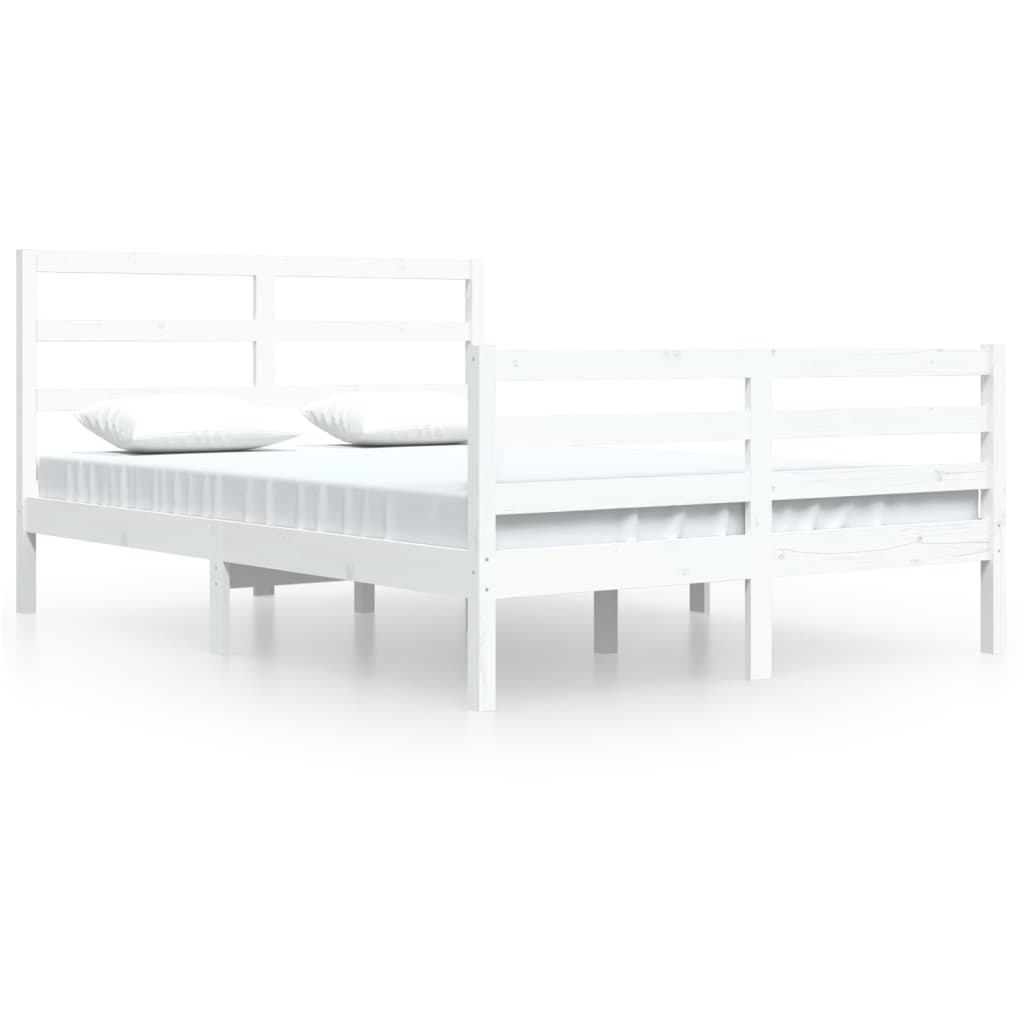 Cadre de lit sans matelas blanc bois de pin massif 140x200 cm - XIOS