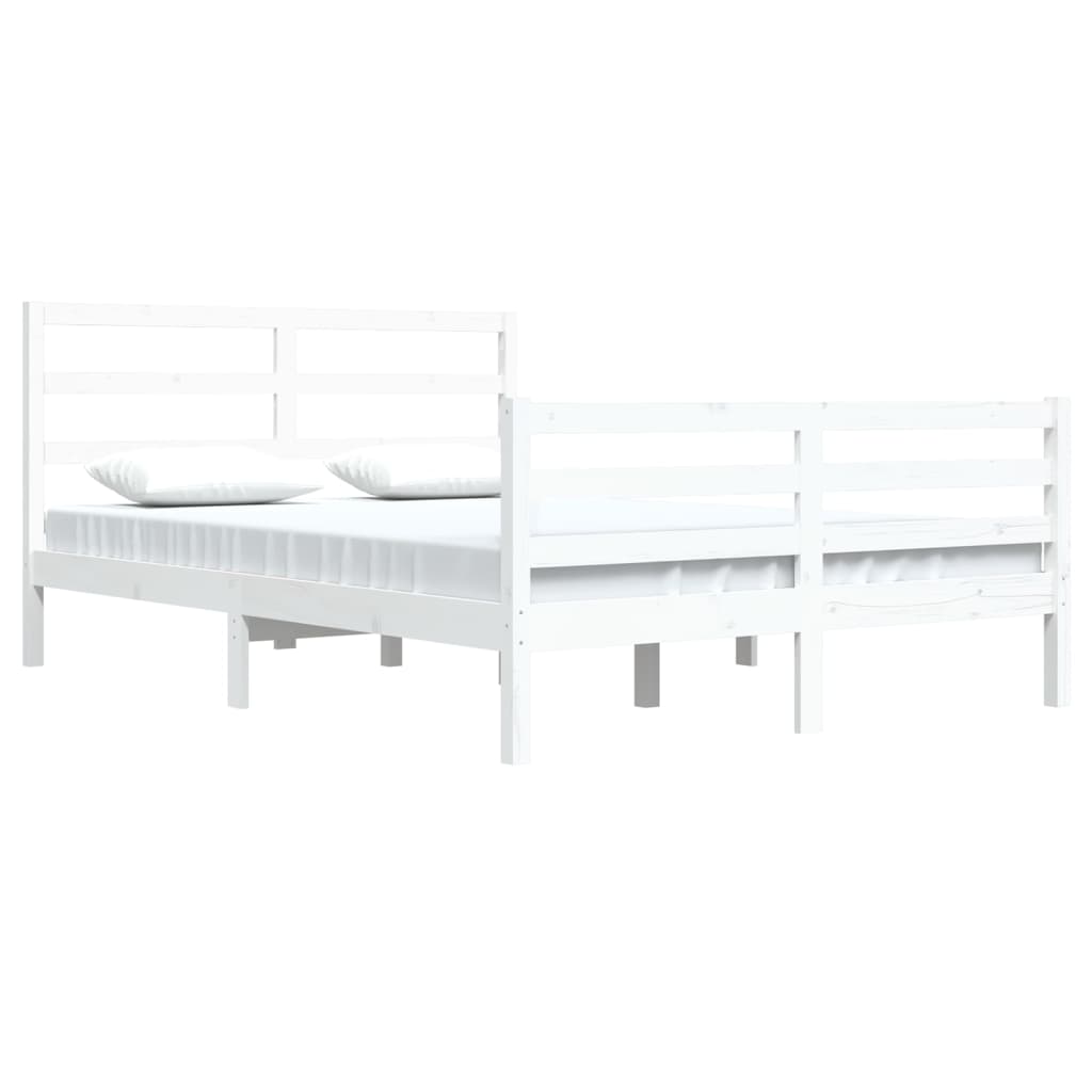 Cadre de lit sans matelas blanc bois de pin massif 160x200 cm - XIOS
