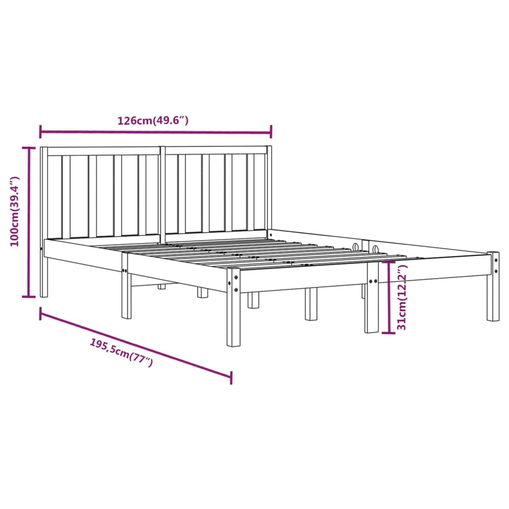 Cadre de lit sans matelas bois de pin massif 120x190 cm - XIOS