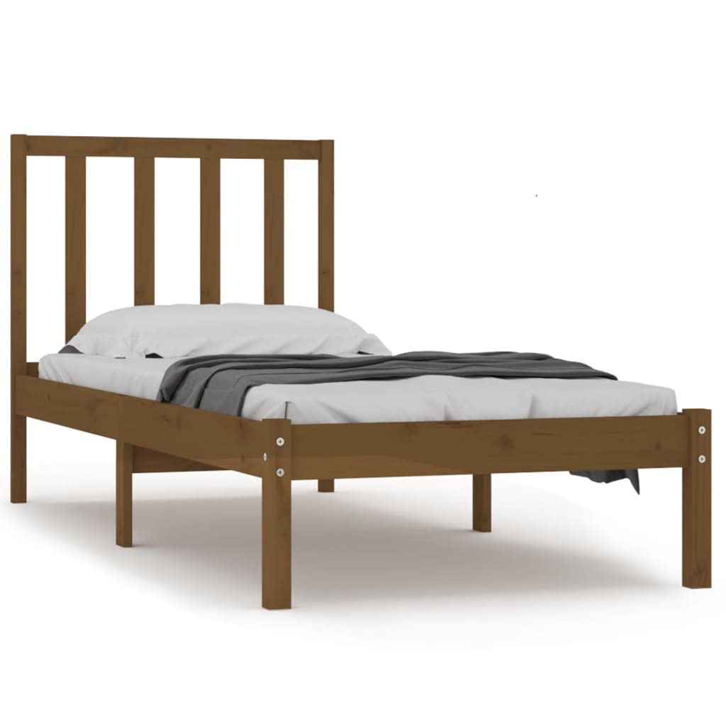Cadre de lit sans matelas marron miel pin massif 100x200 cm - XIOS