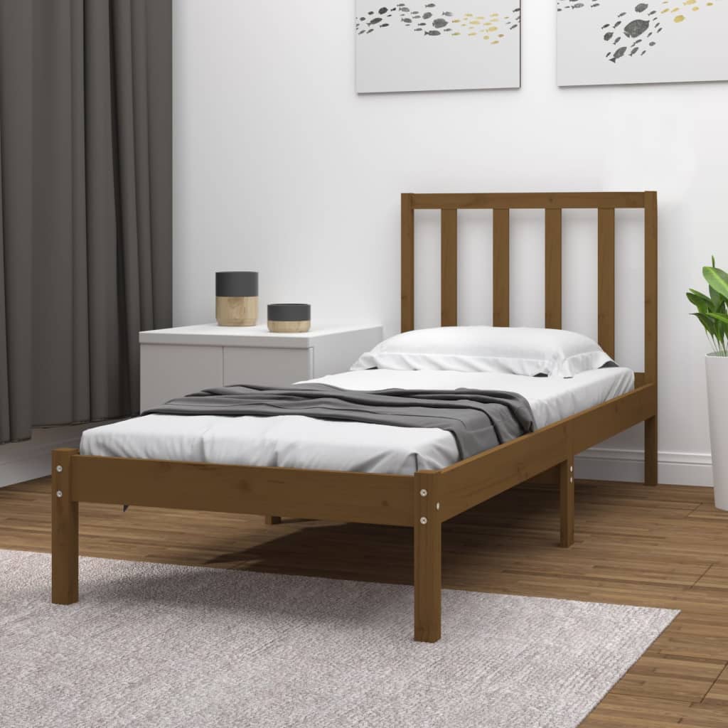 Cadre de lit sans matelas marron miel pin massif 100x200 cm - XIOS