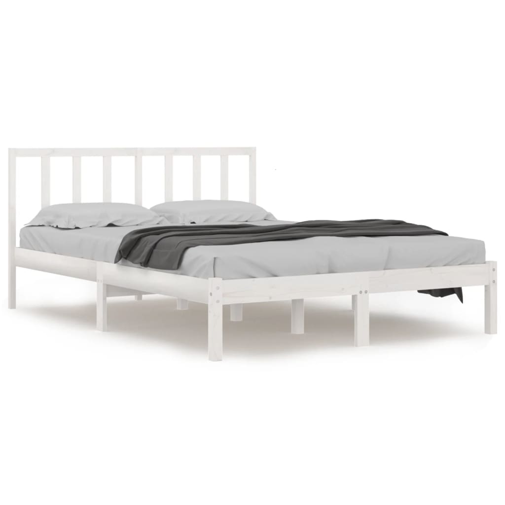 Cadre de lit sans matelas blanc bois de pin massif 140x200 cm - XIOS