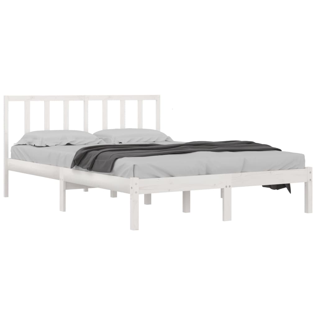 Cadre de lit sans matelas blanc bois de pin massif 140x200 cm - XIOS