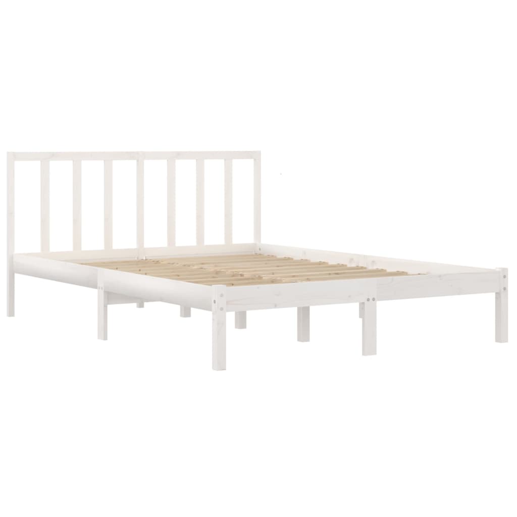 Cadre de lit sans matelas blanc bois de pin massif 140x200 cm - XIOS